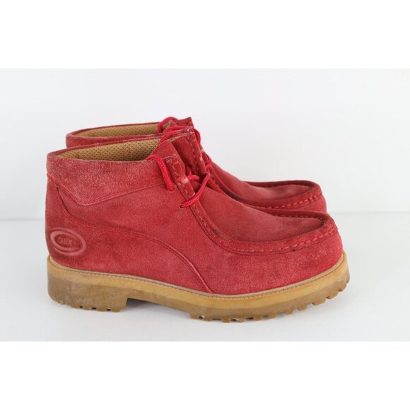 Vintage 90s Streetwear Mens 8 Distressed Suede Leather Moc Chukkas Boots Red main image 4